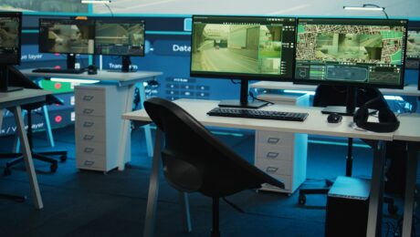 Empty government headquarters used to oversee traffic surveillance video